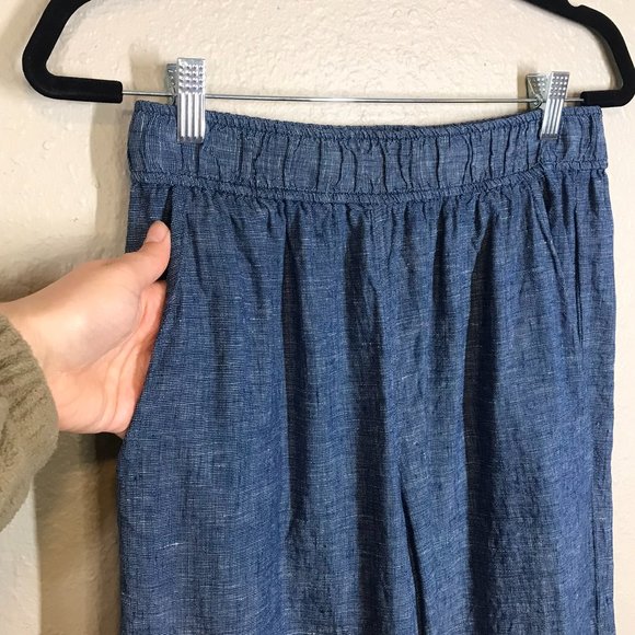 Sigrid Olsen Blue Wide Leg Lagenlook 100% Linen Cropped pants - Picture 2 of 8